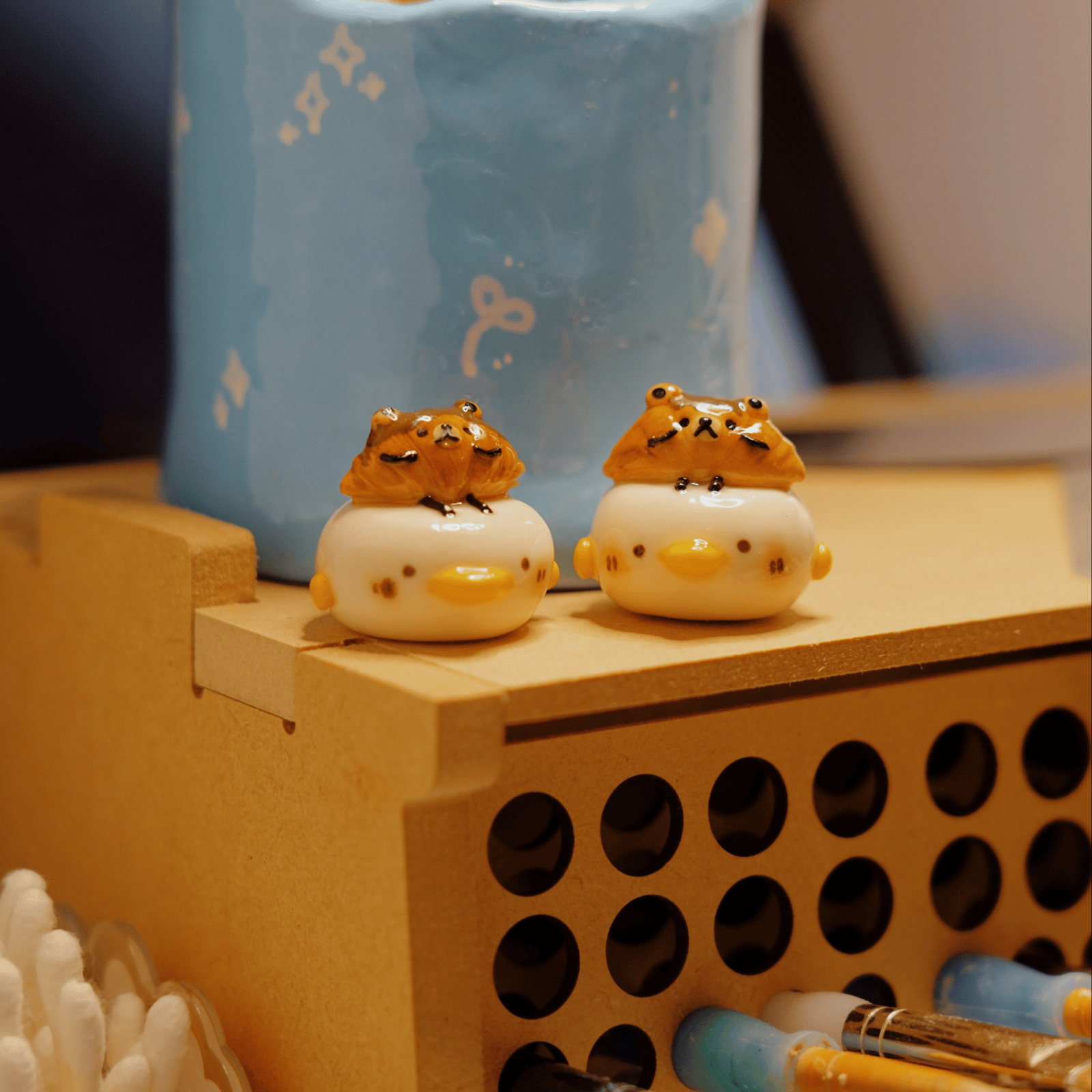 Duckie & Mr. Bear Croissant Desk Friend